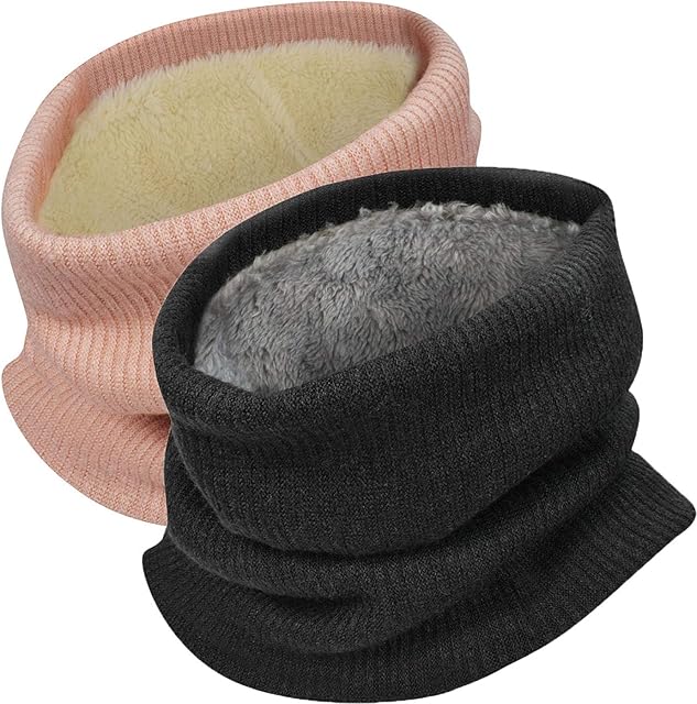 heekpek Neck Warmer Fleece Tube Scarf Winter Snood Infinity Scarf Unisex Thermal scarf Windproof Dustproof Skiing Double-Layer Snood for Mens Women Knitted Scarf