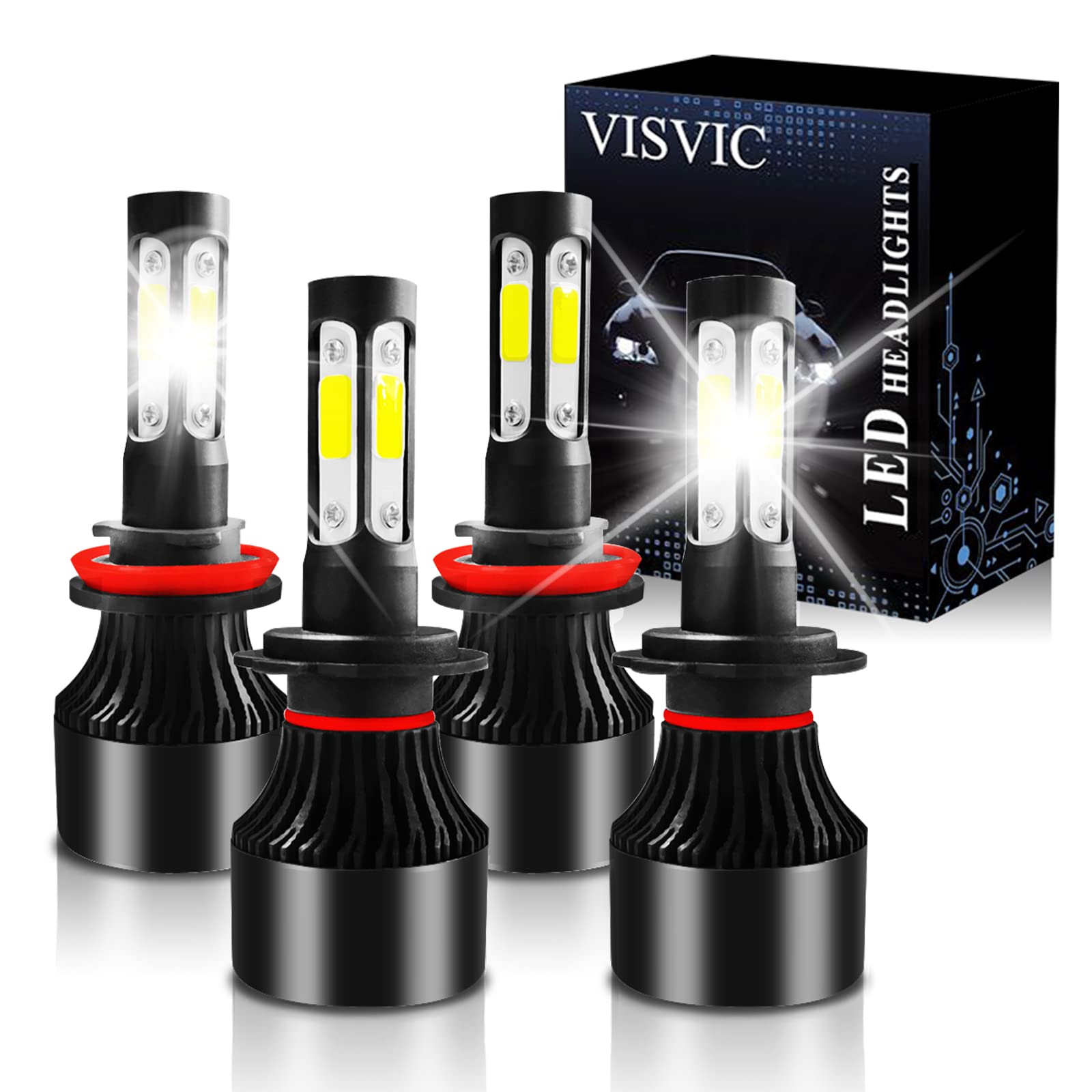 4x AUXITO 9005 H11 LED Combo Headlight Bulbs High Low Beam Kit Extremely White E - Foto 6