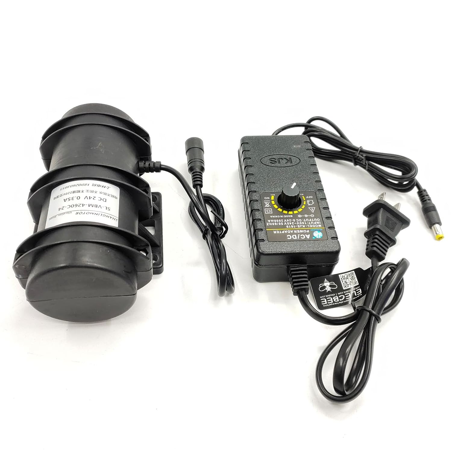 DC12V/24V Brushed DC Strong Vibration Motor 3000RPM Double Eccentric Wheel 15W Power for Massage Bed Chair,Equipment Vibration (24V Motor+Power)