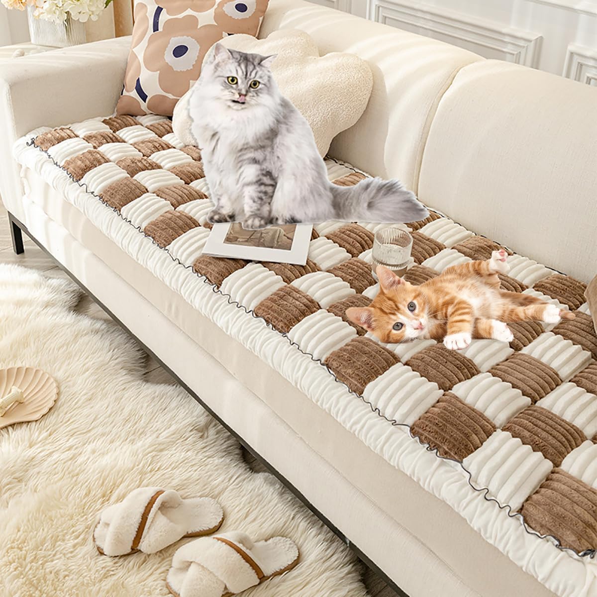 Funny Fuzzy Couch Cover,Garden Chic Cotton Protective Couch Cover,2023 New Magic Sofa Cover,Dog Couch Cover Protector