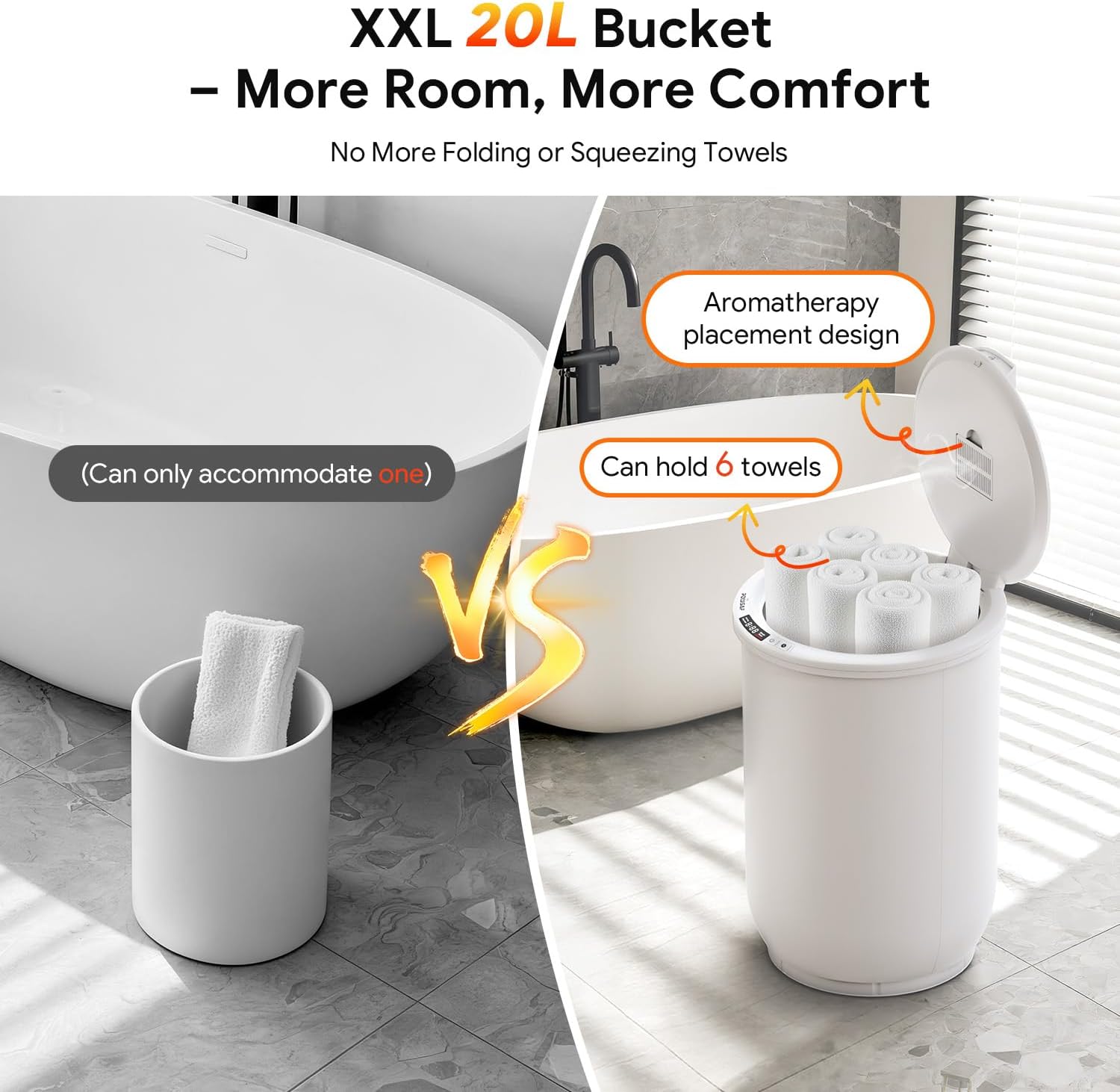 POWSAF Towel Warmer, Luxury Towel Warmers for Bathroom, Large Blanket Heater Bucket, Aroma Tray for SPA, Auto Timer and Protection Feature, Fits Oversized Towels, Blankets, Bathrobes, PJs, and More