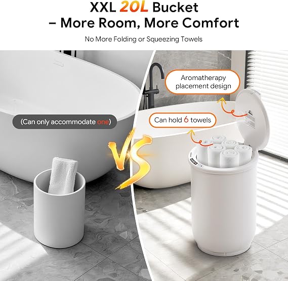 POWSAF Towel Warmer, Luxury Towel Warmers for Bathroom, Large Blanket Heater Bucket, Aroma Tray for SPA, Auto Timer and Protection Feature, Fits Oversized Towels, Blankets, Bathrobes, PJs, and More