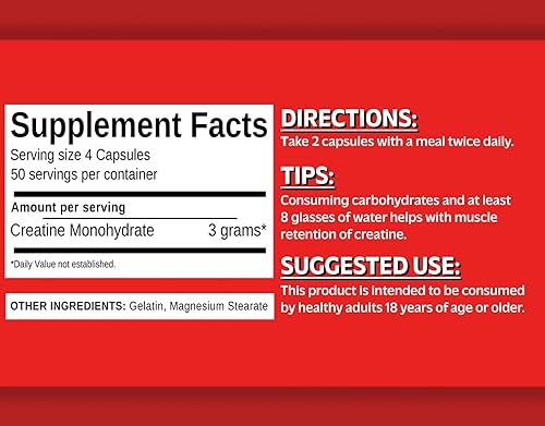 Miniatura 2 de TNT Evolution Cápsulas de monohidrato de creatina, 50 porciones, 3,000 mg por porción, fáciles de tragar, 750 mg de monohidrato de creatina por