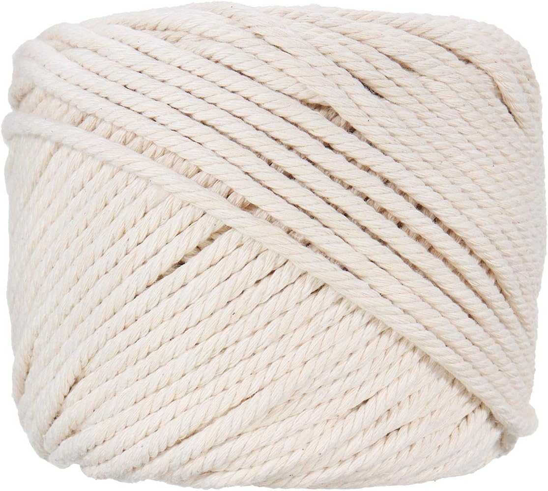 Splendid Mart Macrame Cord 4mm X 110m (About 120 yd) Natural Cotton Handmade Decorations Macrame Wall Hangings Plant Hanger DIY Craft Knitting Rope