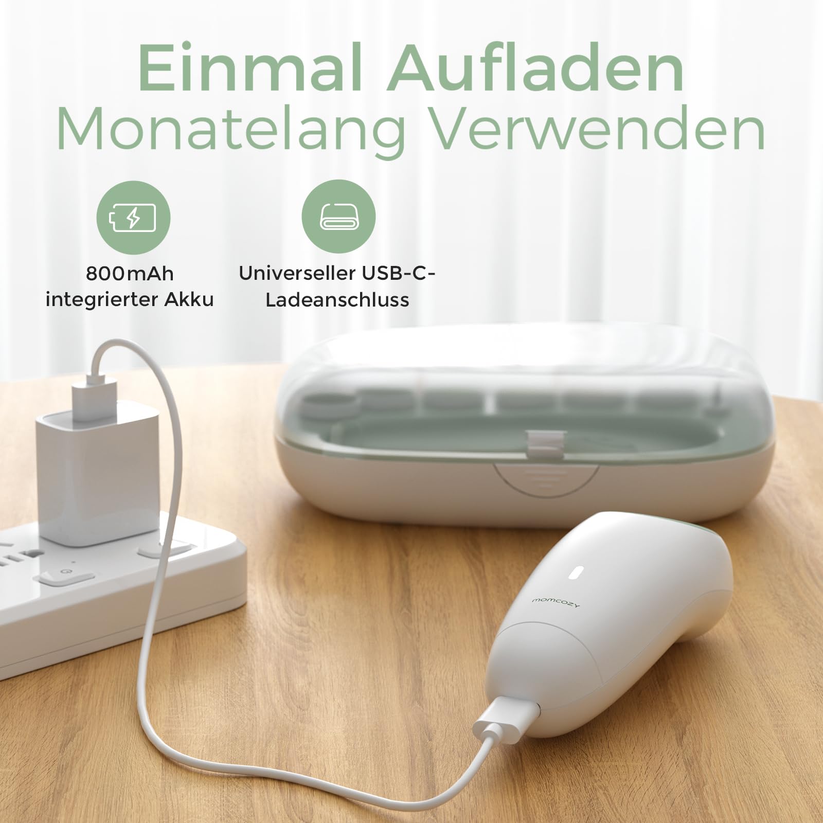 Momcozy Baby Nagelfeile Elektrisch, Sanfter Baby Nageltrimmer Elektrisch Wiederaufladbar, Baby Nagelknipser Elektrisch, 7 Schleifkopf Ersatzpads
