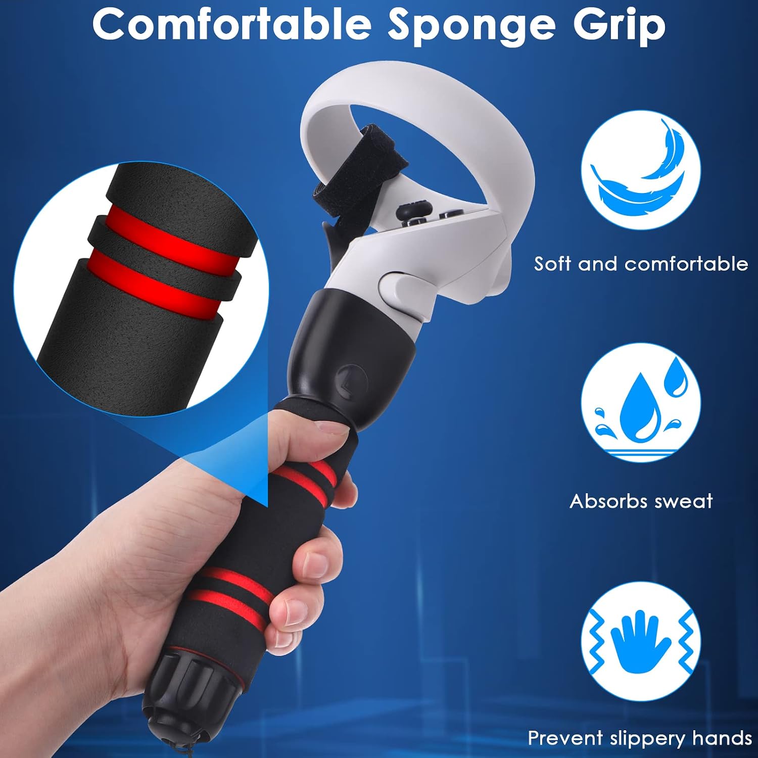 YOGES VR Game Handle Accessories Compatible with Oculus Quest 2 Controllers, Dual Handles Extension Grips Compatible with Meta Quest 2 Accessories Beat Saber Supernatural Gorilla Tag Games
