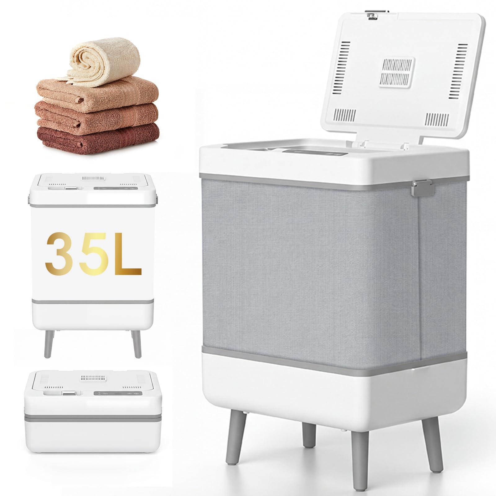 Scaldasalviette Elettrico Bagno Scaldasalviette Grande 35L con Timer e Display LED, Scalda Asciugamani Elettrico Pieghevole, Spegnimento Automatico, Modalità Riscaldamento e Asciugatura per Spa e Casa
