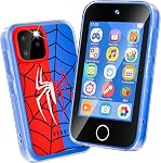 Téléphone pour enfants 3.5" Ecran tactile, Smartphone avec appareil photo double, Téléphone pour jouets d'araignées pour garçons 3-8, Apprentissage ABC & Habit Tracker, Anniversaire