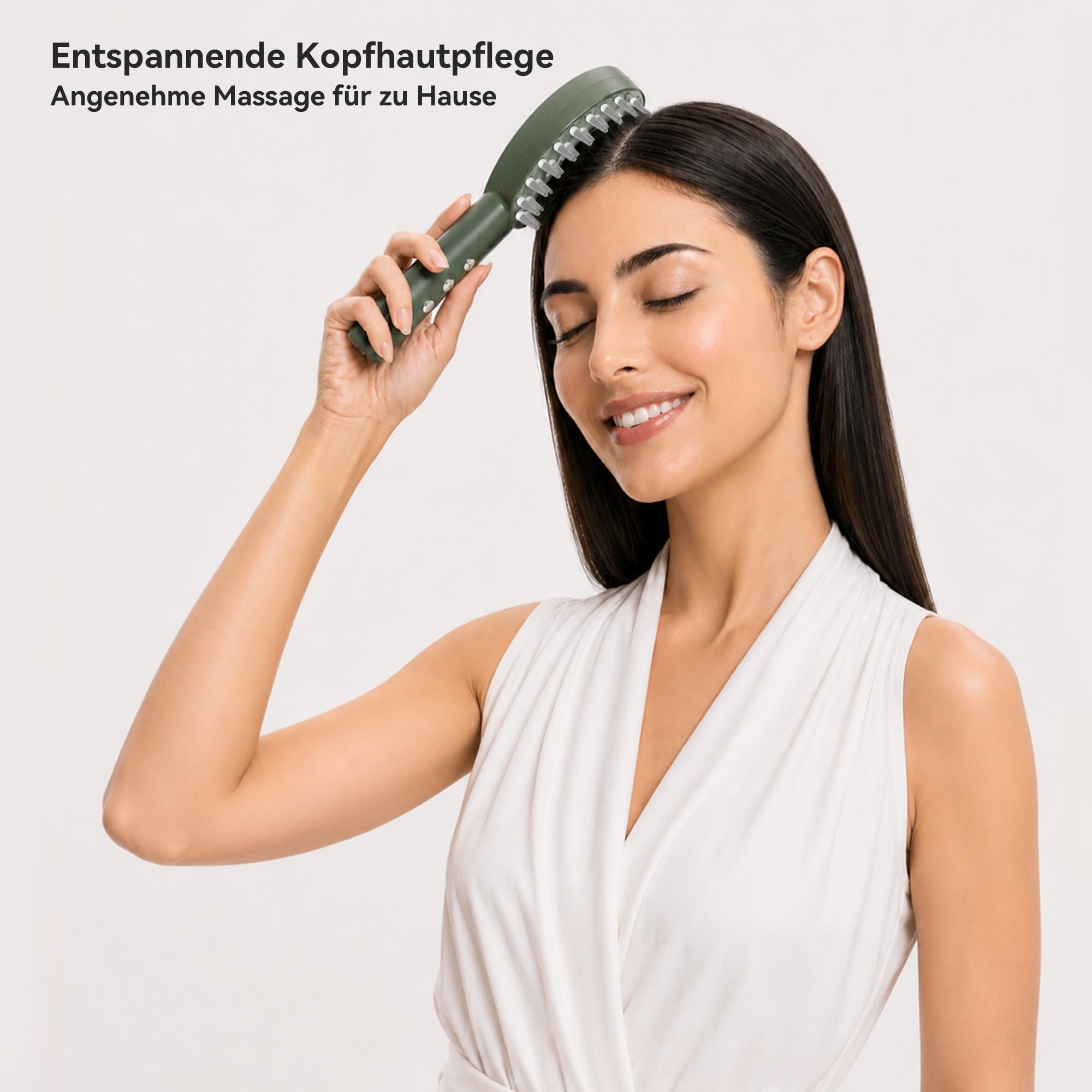 Elektrische Kopfhautmassagebürste Kopfmassagegerätmit Rot-Blau-Licht, 5 Vibrationsstufen, Silikonzähne, USB Aufladung Massagekamm für Kopfhautpflege & Haarentspannung