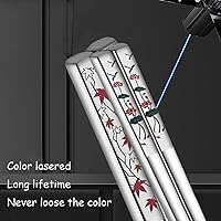 Vista 5 de Juego de cucharas y palillos coreanos de mango largo, acero inoxidable 18/8, multicolor grabado láser, palillos y cuchara, juego de palillos