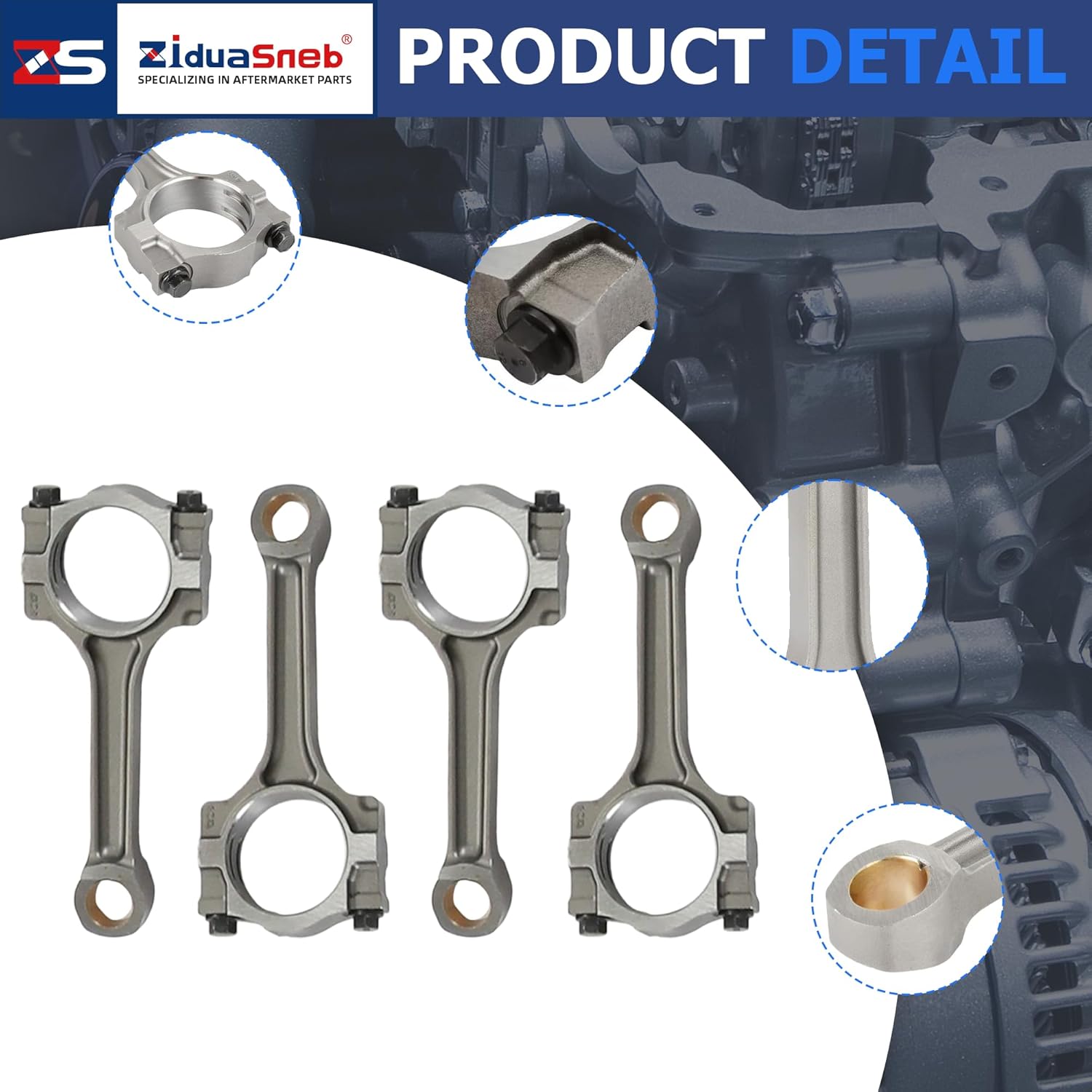 12654958 4Pcs Connecting Rods Fit For Chevy GMC Terrain Buick Regal Pontiac Saturn Ion 4 Cyl 2.4L 2.0L 2.2L L4 DOHC 2006-2017 12611360 12578187