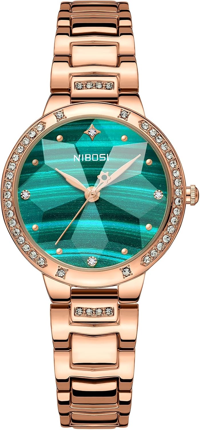 NIBOSI Women’s Watches Analog Quartz Ladies Wrist Watch Dainty Rose Gold Minimalist Vintage Luxury Diamond Stainless Steel Strap Classic Dress Watches for Women