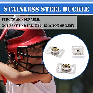 10 Pack Sports Helmets Buckle Stainless Steel Snap Chin Strap Buckle Helmet Repair Kit for Youth Football Baseball Hockey Sports