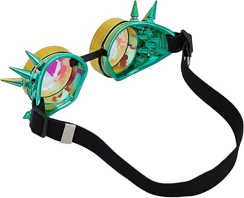 Miniatura 97 de Gafas caleidoscopio para raves trippy psicodélico steampunk con lentes de cristal de difracción de prisma arcoíris Negro