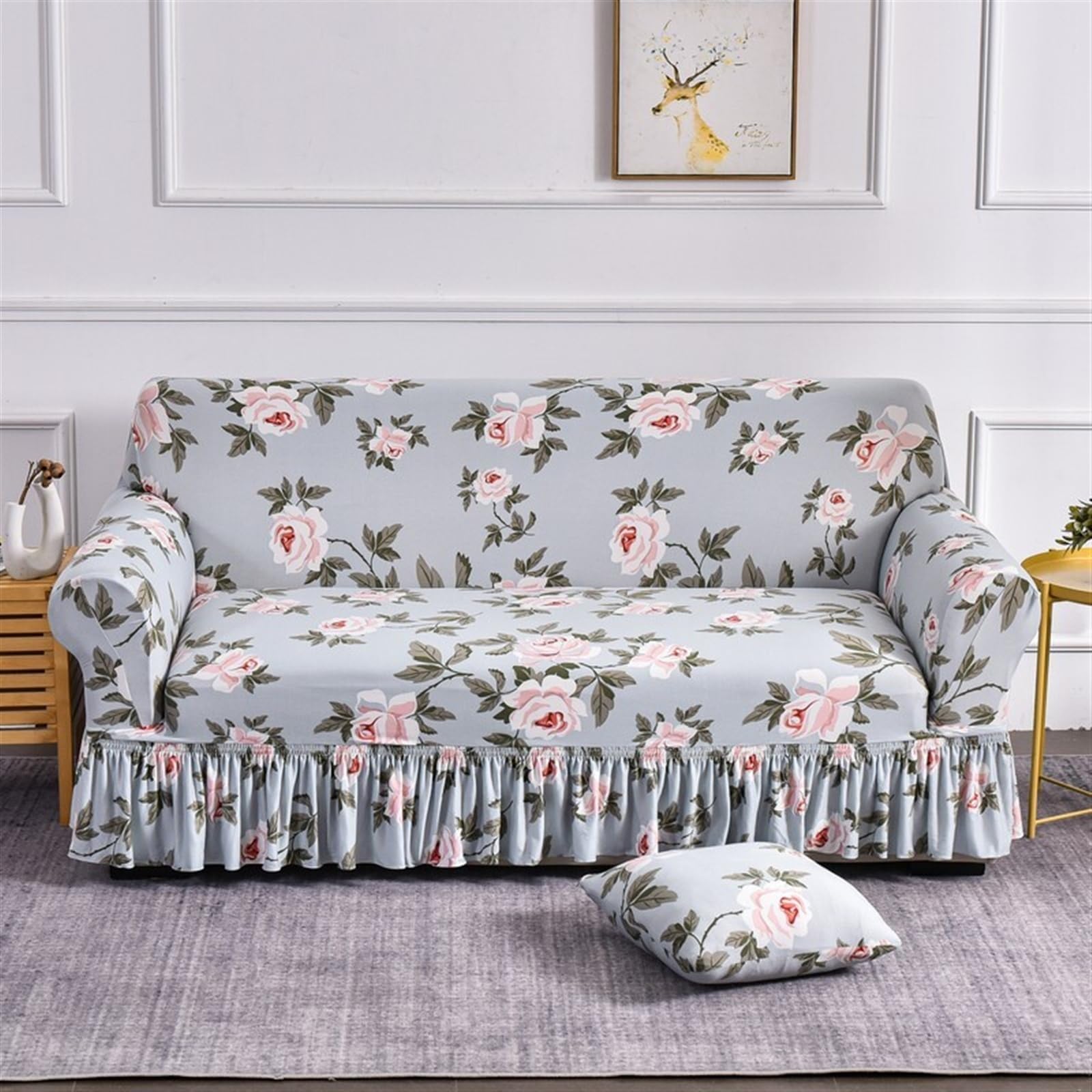 zyhfcfff-sd 1 2 3 4 5 Seater Sofa Slipcover Luxury Thick Velvet Furniture Protector Solid Color Couch Cover Stretch Recliner Chair Cover(Green,4-seat 235-300cm