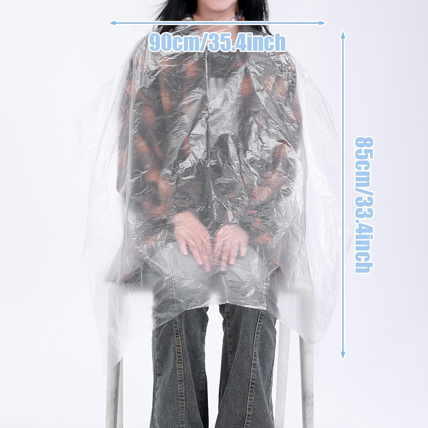 100 Pcs Disposable Hair Cutting Capes Waterproof Barbershop Hair Salon Cape Plastic Dye Coloring Apron Shawl Hairstylist Clear Barber Shampoo Cape (47 x 36 Inch)