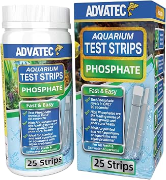 Phosphate Test Strips for Freshwater & Saltwater Fish Tank - Testing Strips for Fresh & Salt Water Aquarium - Lab Grade Water Tester Kit - 25 Count