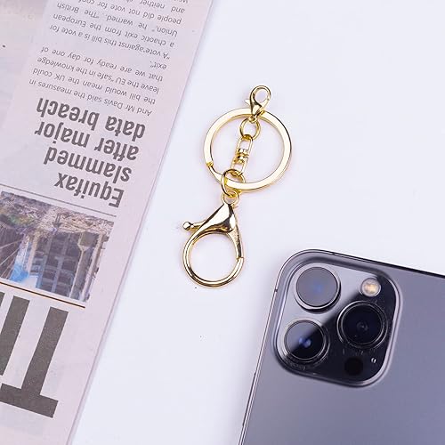 Miniatura 6 de 20 juegos de cierres de pinza de langosta con gancho y anillo plano dividido para llavero con clip de gatillo giratorio con pequeña pinza de