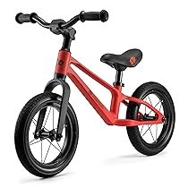 Kinderkraft ETER – Bicicletta da corsa fino a 35 kg, ruote da 12 pollici, telaio in nylon, sella regolabile in altezza, manubrio limitato, impugnatura in gomma, design sportivo, Rosso