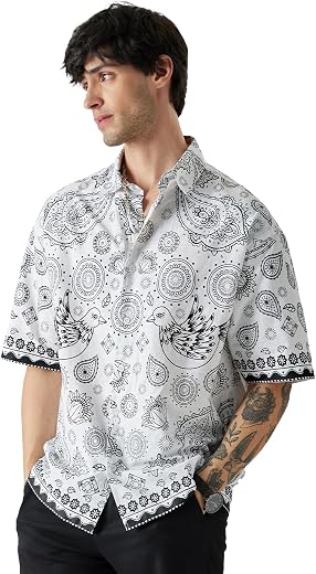 The Souled Store Men's Cotton Oversized Fit Original King Of Spades Oversized Shirts