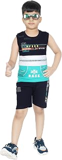AYU ELITE FASHION Toddler Boy's Cotton Sleeveless Top Tank and Short Combo Set | Soft, Breathable & Comfortable Outfit | C... Price In India
