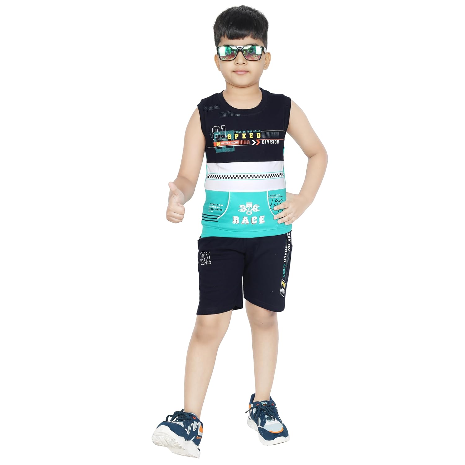 AYU ELITE FASHION Toddler Boy's Cotton Sleeveless Top Tank and Short Combo Set | Soft, Breathable & Comfortable Outfit | C...