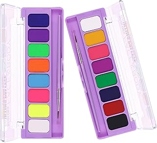 MEICOLY 2 Packs Water Activated Eye Liner Palette,Neon Face Paint Colore...