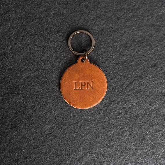 Ox & Pine Personalized Leather Circle Keychain