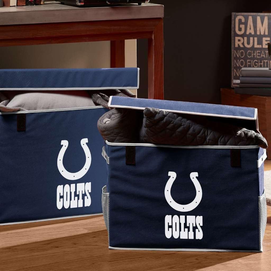 Franklin Sports NFL Storage Footlocker Bins - Large Folding Organizer Containers - NFL Team Office, Bedroom + Living Room Décor - Large + Small Bins