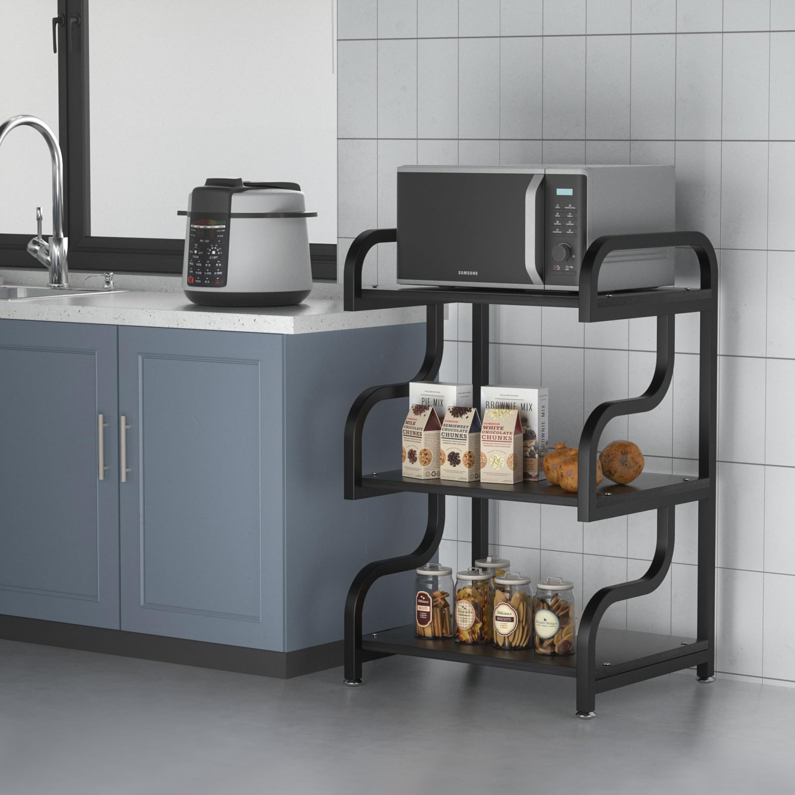 Soporte Para Impresora URLINE - 3 Niveles Con Ruedas, Negro, Multiusos Para Hogar U Oficina