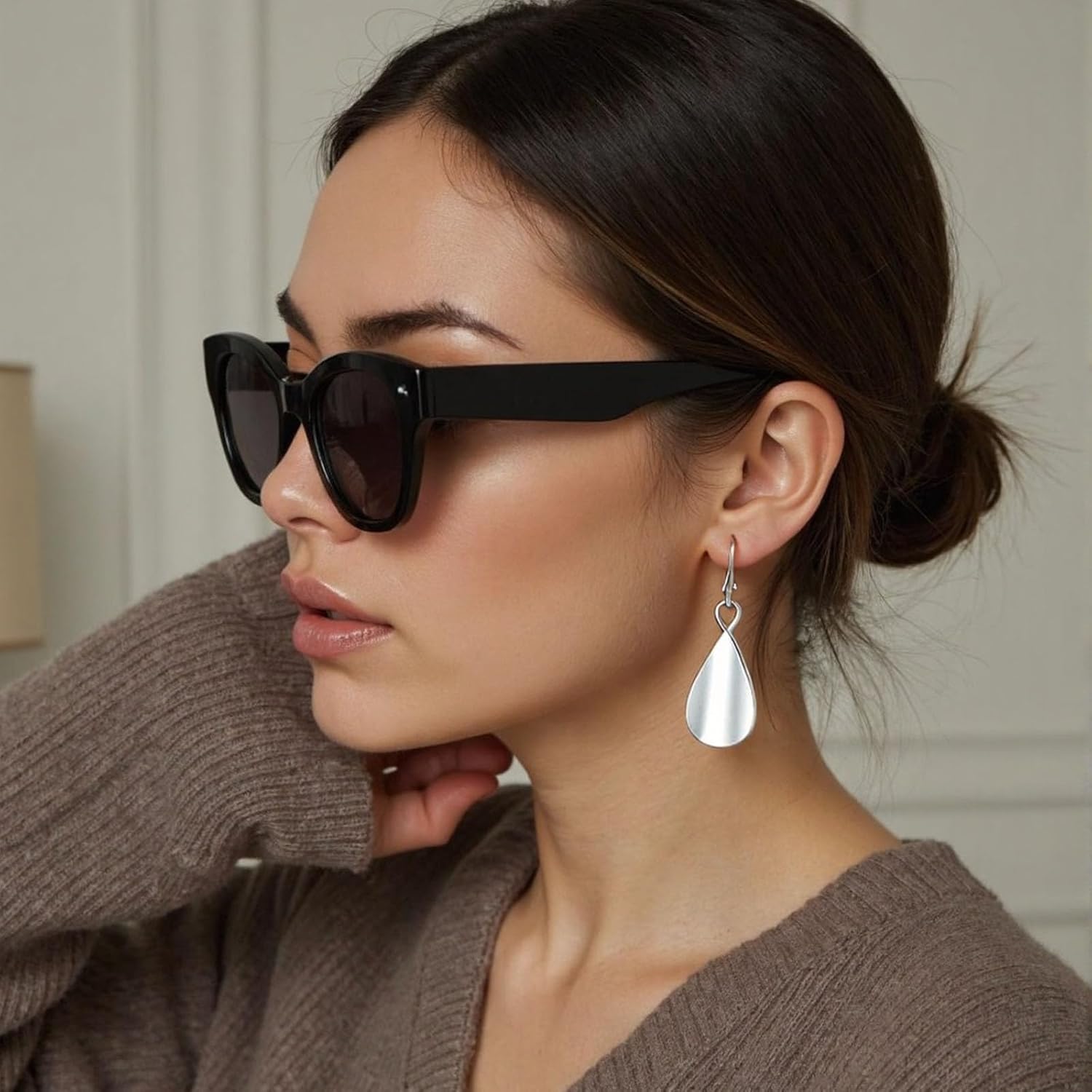 925 Sterling Dangle Earrings for Women, Hypoallergenic Teardrop Leverback Earrings, Elegant Drop Earrings Jewelry Gift for Her, Lightweight Sterling Earrings for Daily Wear - Image 2