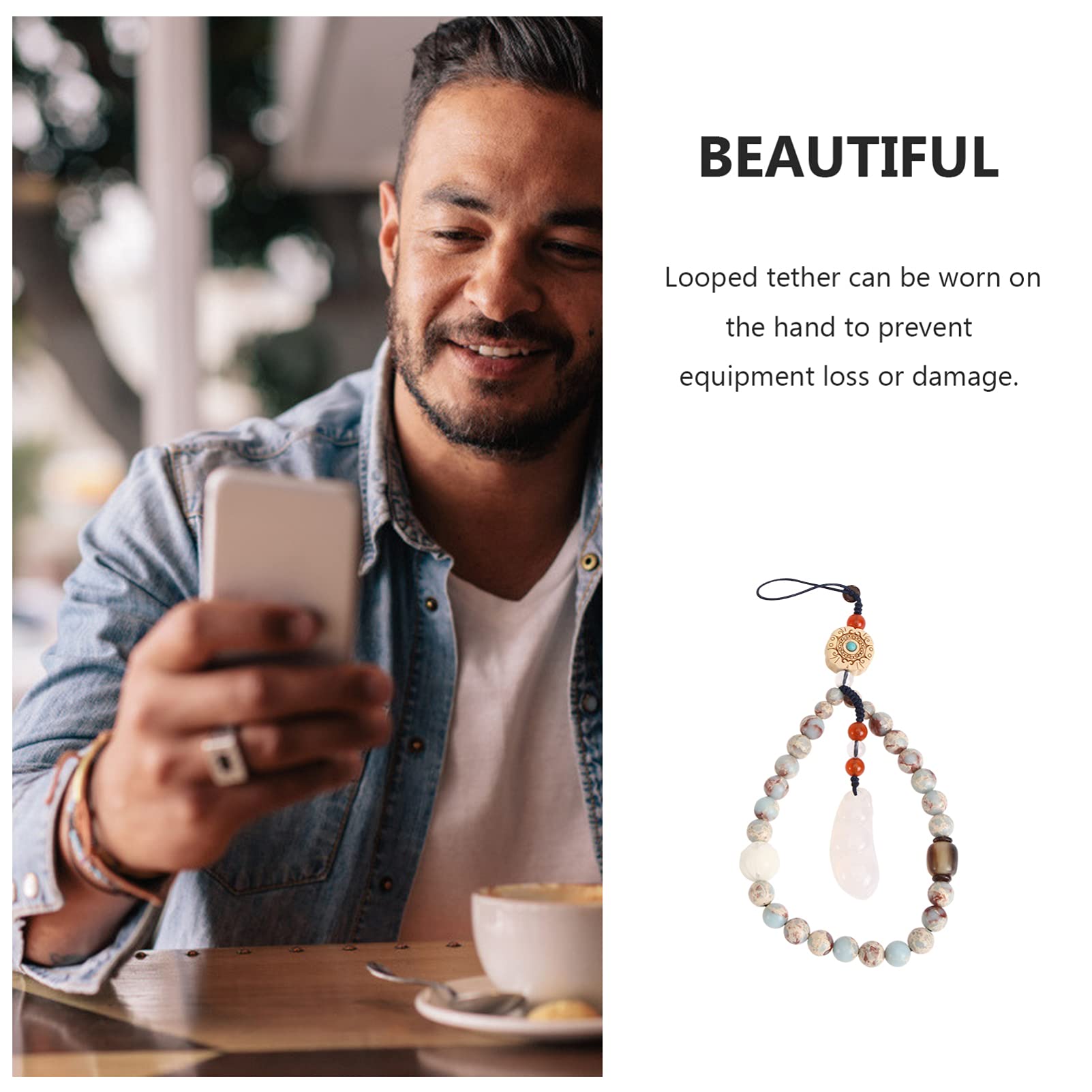 Uonlytech Cadena De Telefonía Móvil Correa Para Celular Correa De Muñeca Del Teléfono Encanto De Teléfono De Plata Encanto Del Teléfono Móvil Teléfono Retro Piedra Shoushan