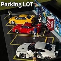 Vista 6 de 1/64 Display Case,Hotwheels Display Case,1/64 Diorama Display Car Park with LED Lights,Model Car Display Case for 5 Parking Spaces.