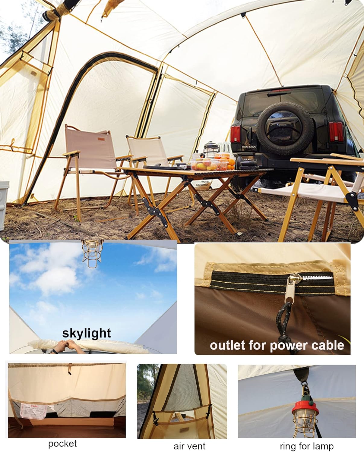 WINTENT Vehicle Car Tent SUV Tailgate Tents Canopy,Car SUV Tent Attachment for Camping,Car Awning Tent Camping Tent Hatchback