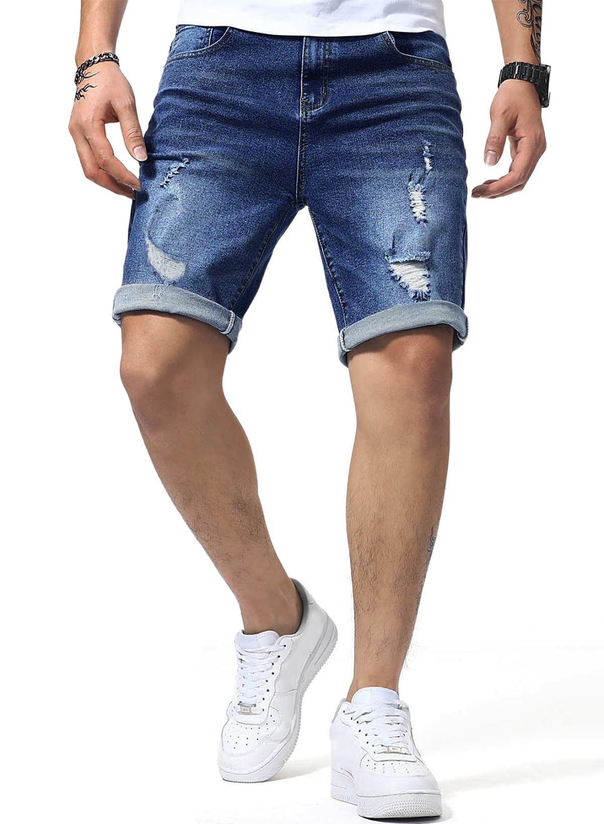 JMIERR Kurze Hosen Herren Jeans Shorts Baumwolle Casual Stretch Herren Shorts Sommer Denim Western Hose für Männer