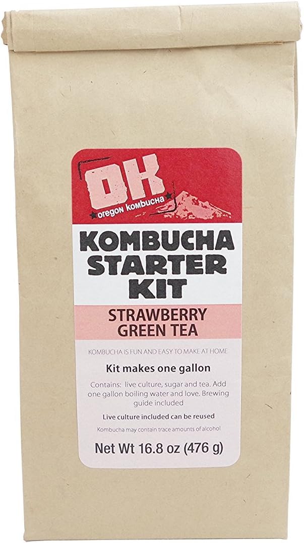 Oregon Kombucha Complete Starter Kit - Strawberry Green Tea 16.8oz