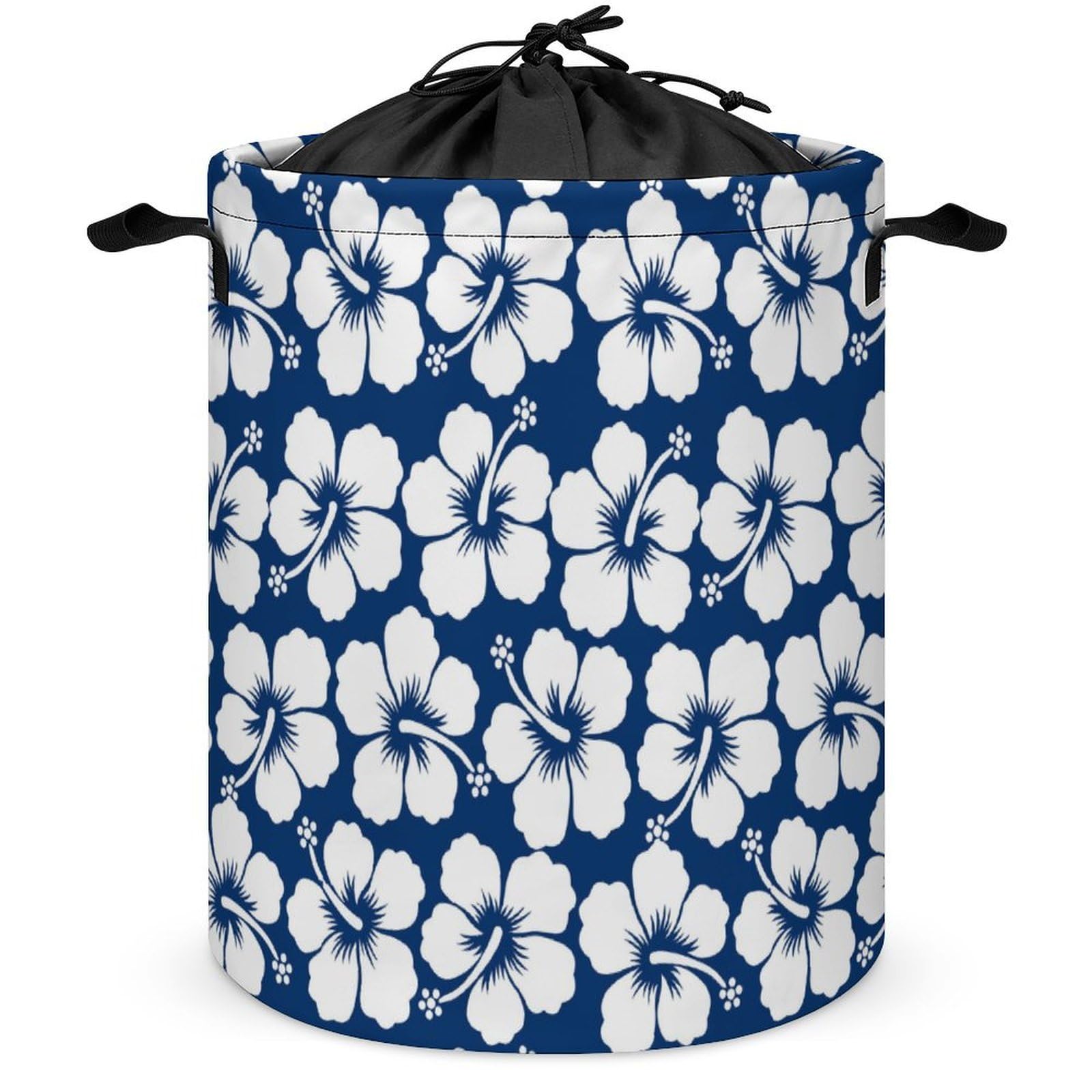Qjjinxior Drawstring Laundry Hamper, Flower Hawaiian Style Laundry Basket, Washing Basket with Handle