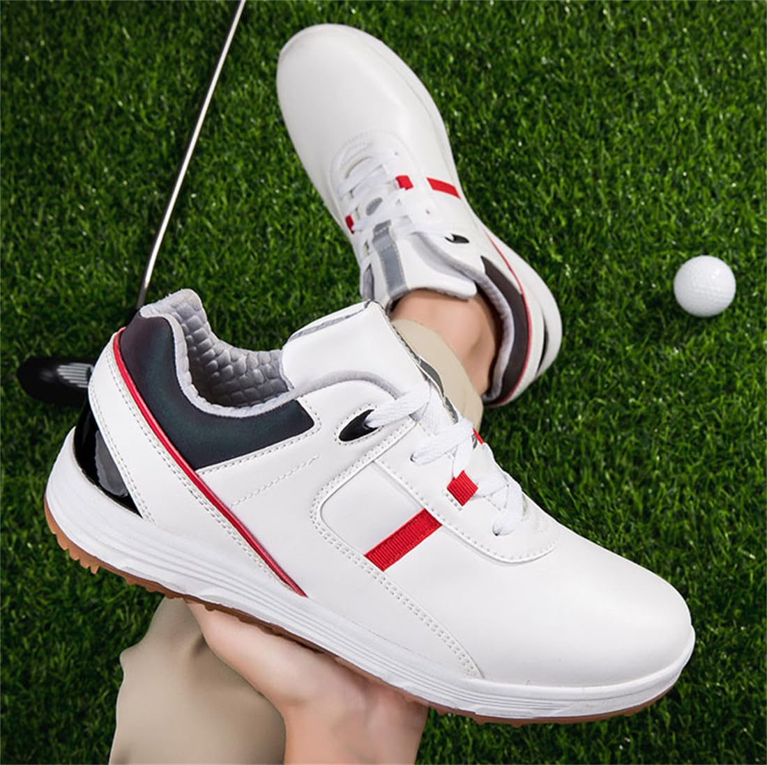 DAMANDO wasserdichte Leder Golfschuhe, Damen Professionelle Golf Turnschuhe Spikless Walking Footwears Outdoor Golf Walking Schuhe