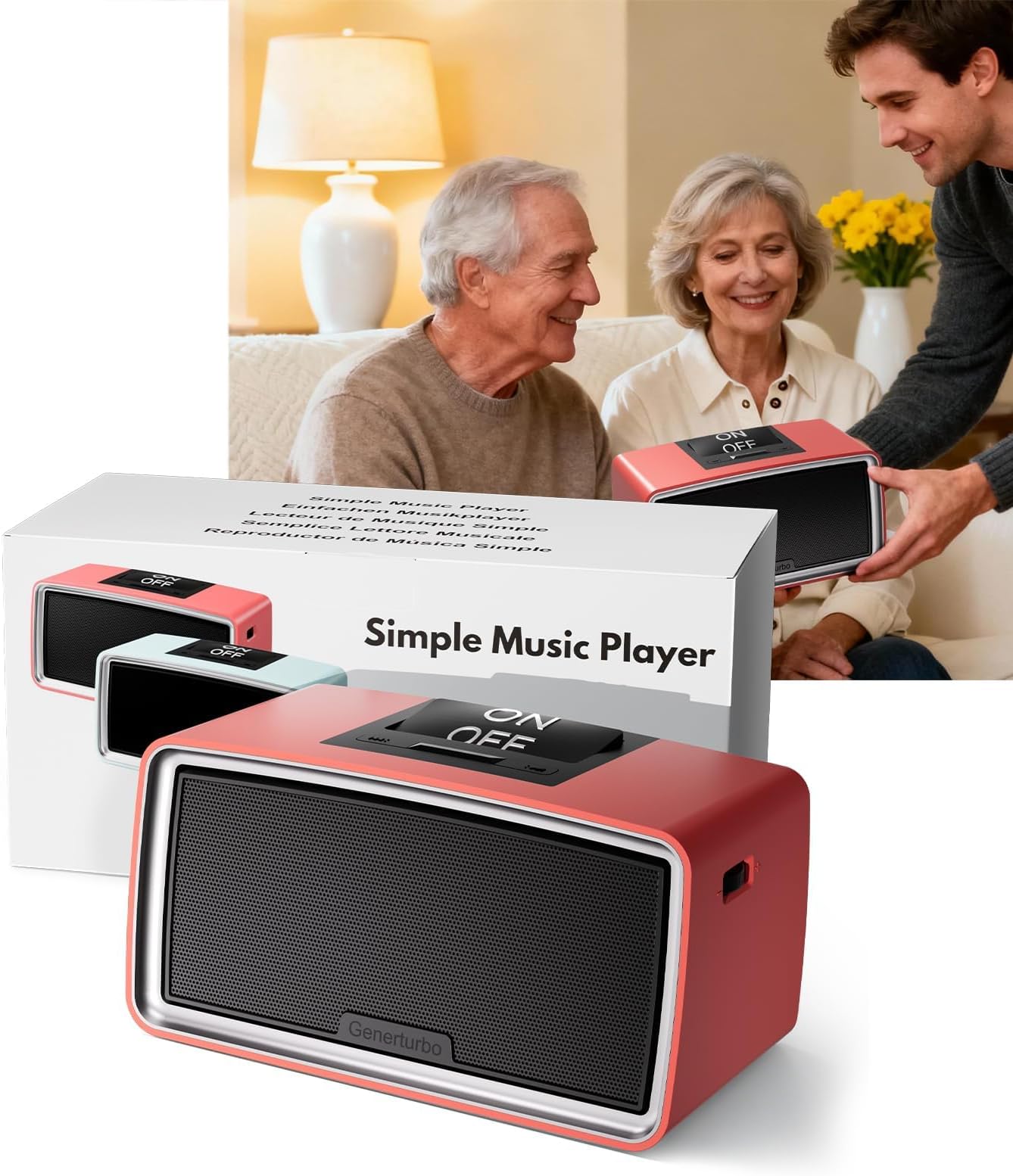 Simple Music Player for Seniors & Elderly, MP3 Player with Large Button