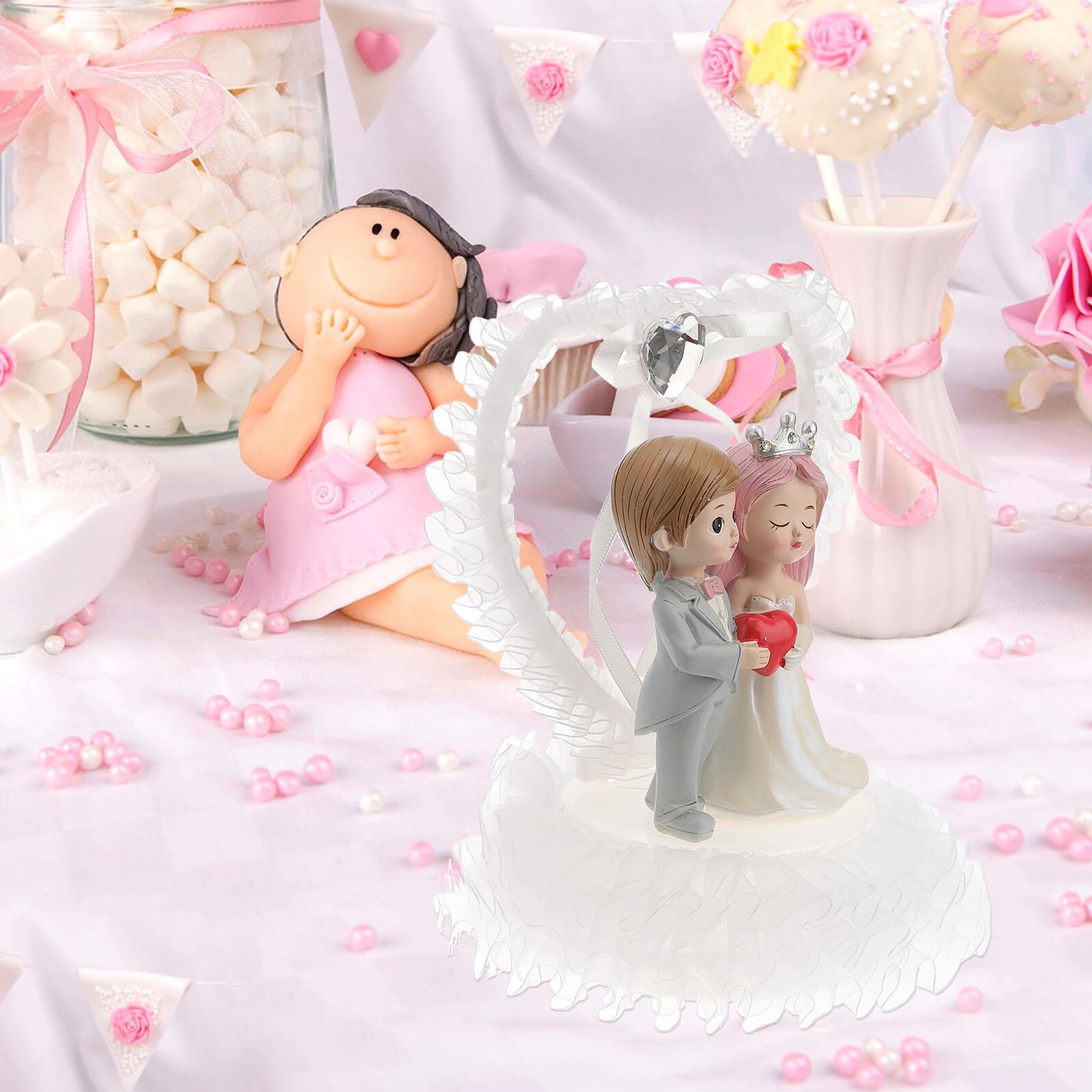 Entzückende Harz Hochzeitspaar Tischdekoration Hochzeitstorte Cake Topper Kreative Paarskulptur für Verlobung und Valentinstag