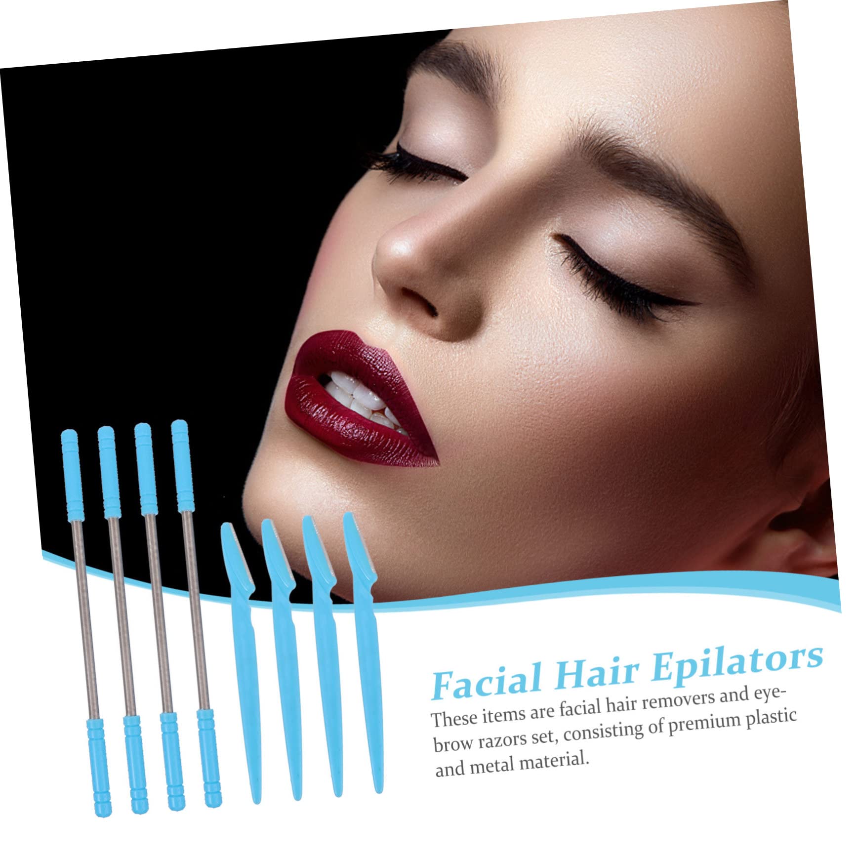 Didiseaon 2 Juegos Removedor De Vello Facial Maquinilla De Afeitar De Cejas Afeitadora De Cara Y Cejas Depilación De Cejas Tijeras De Aseo Herramientas De Pestañas Blue Abdominales 4 Uds * 2