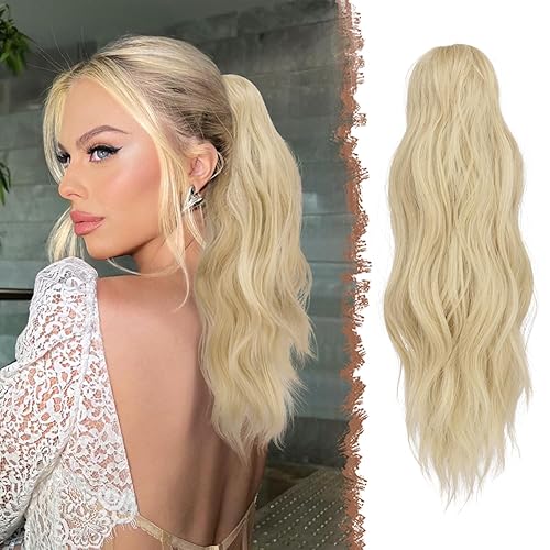 FESHFEN Ponytail Extensions, Long Claw Clip in Ponytail Hairpiece Synthetic