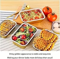 Vista 6 de Sartenes de papel de aluminio de SuiXinCook con tapas, 10 unidades, resistentes, 2 libras, sartén pequeña de papel de aluminio de 8.5"×6