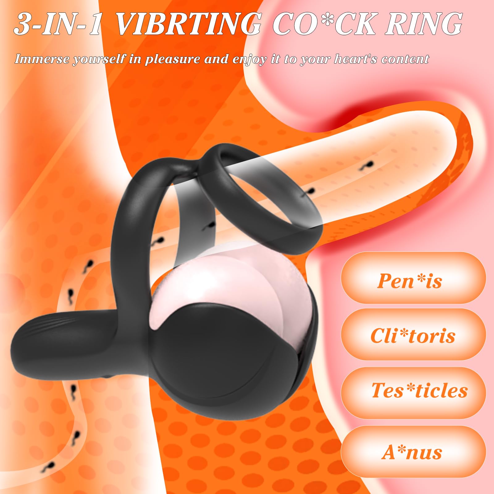 3 en 1 Anneau Pénien Vibrant pour Homme, Anneaux de Pénis Vibrant avec 2 Anneaux avec 10 Modes de Vibration, Jouet Adulte | Sextoy Masculin pour la Stimulation de Testicule, Érection—Non Télécommande