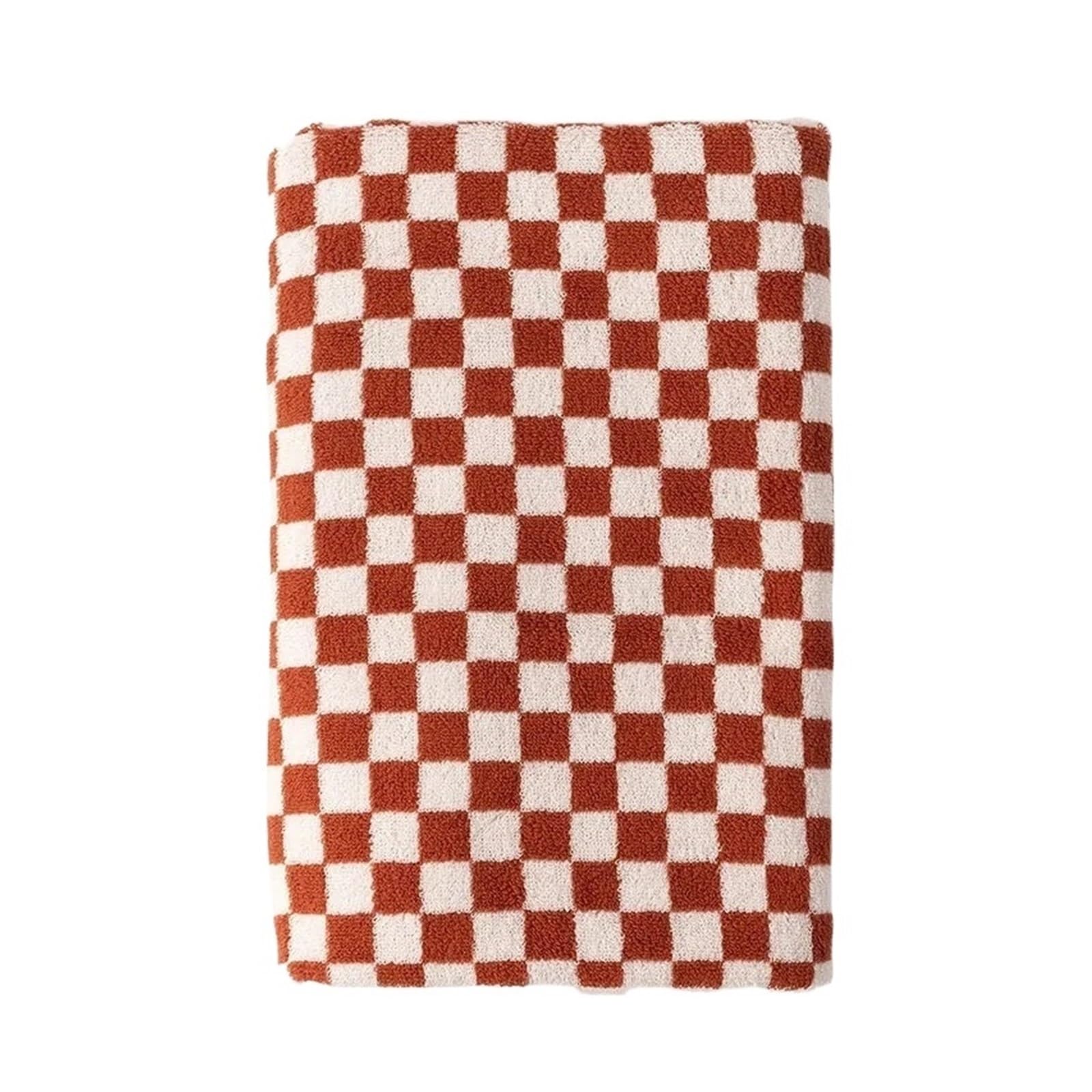 ZYAYNG Vintage Plaid Bath Towel Checkerboard Hand Absorbent Face Bathroom Home Hotel Outdoor Comfortable For Bathroom(Color1)