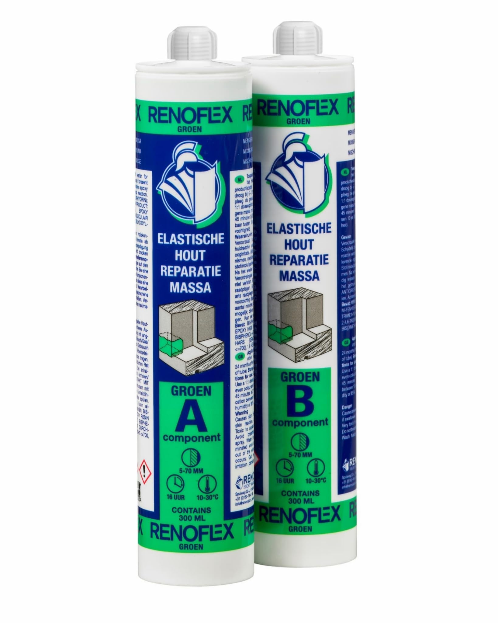Renoflex Grün 600ml – Holzspachtelmasse 2K Holzkitt Holzfäule Reparatur schleifbar Innen & Außen