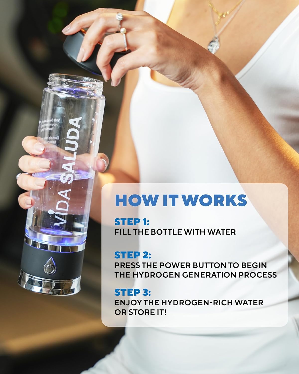 Generador de botellas de agua de hidrógeno, menos de 3 minutos recargable, máquina purificadora de agua de hidrógeno de 500 ml, electrodo de titanio y platino, para casa, oficina, viajes,