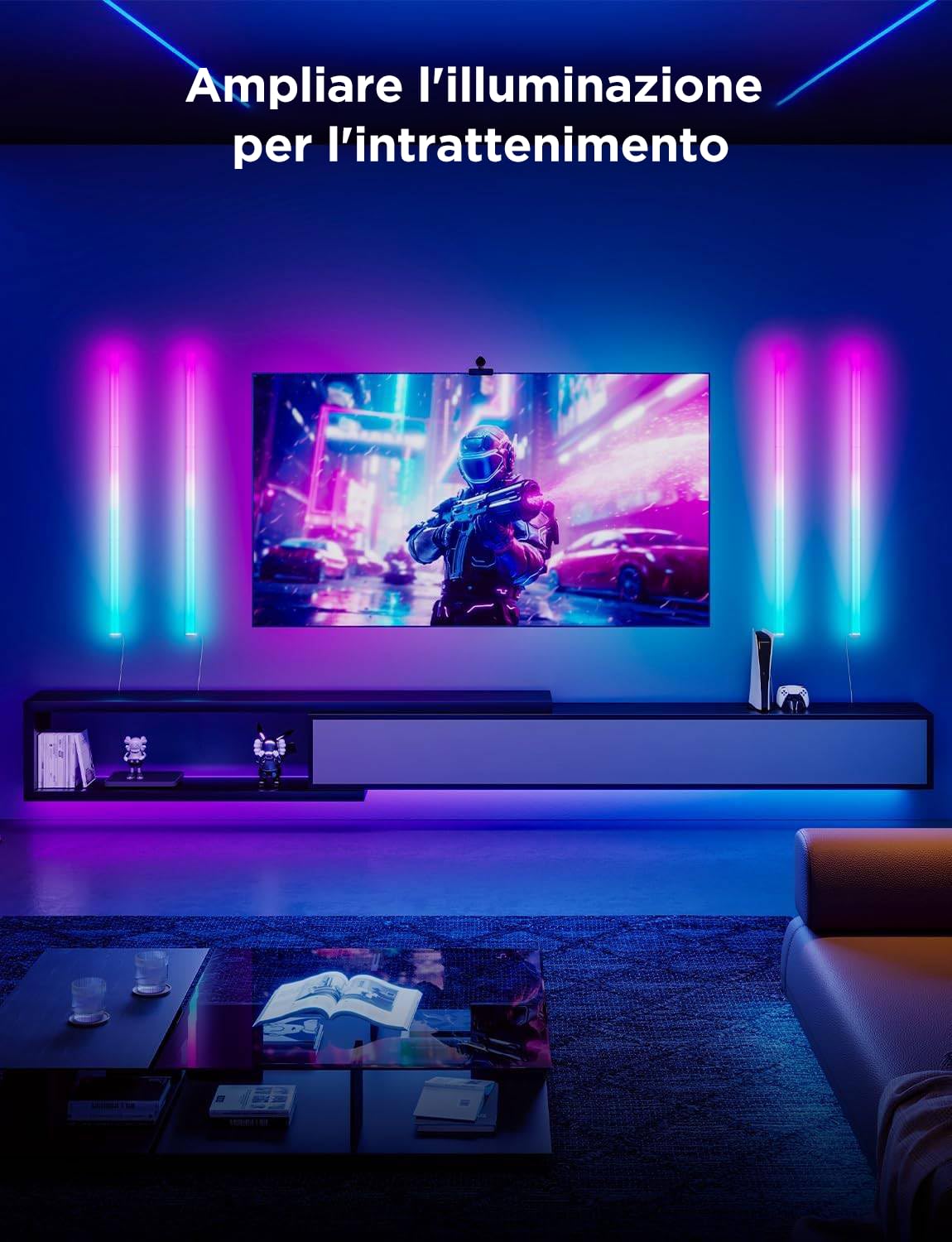 Govee Glide LED Luci da Parete RGBIC, Lampada per Sala Giochi, 6 Pezzi | Compatibile con Alexa e Google Assistant, Musica Sincronizzata, 64 Modalità Scena, Controllo Vocale, Arredamento Della Stanza