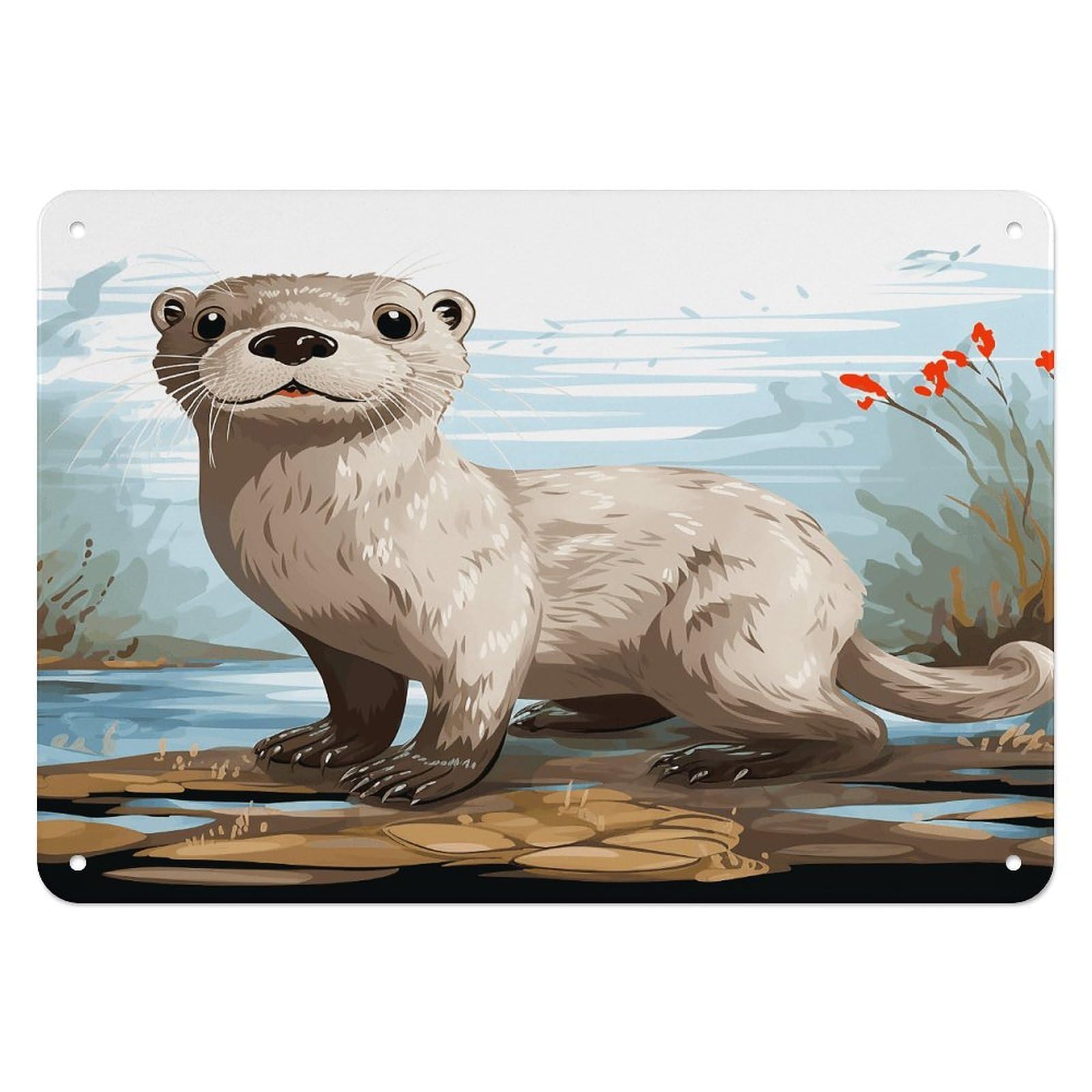 Fekiloot Style Otter Wall Decor Iron Painting Metal Sign