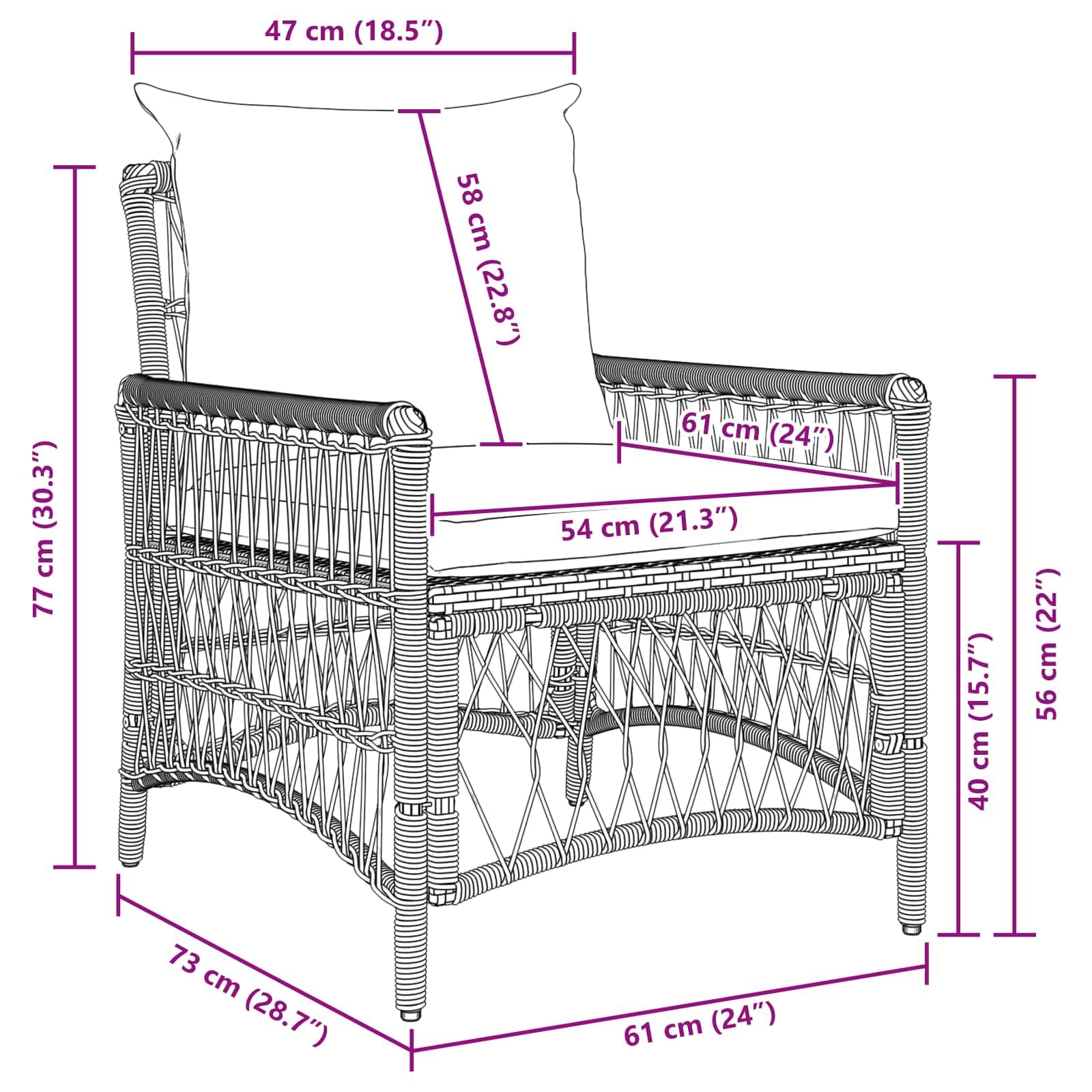 Genérico Silla de Jardín con cojín Beige 73 x 61 x 77 cm ratán sintético,Mobiliario,Muebles de jardín,Asientos de Exterior,Sillas de jardín,42006220